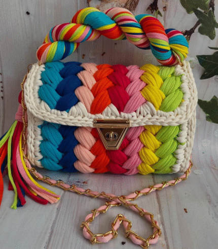 Rainbow Braided Handmade Purse