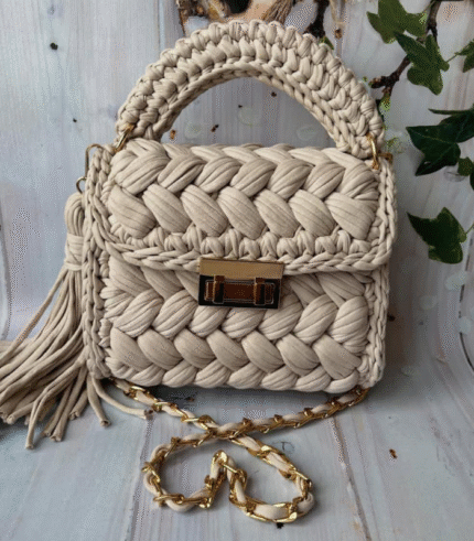 Cream Braided Handmade Purse