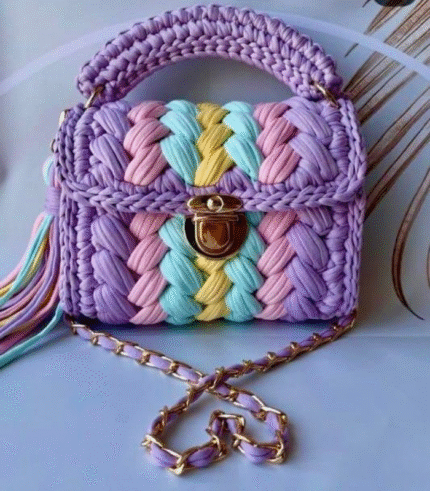 Pastel Purple and Multi-Color Handmade Purse