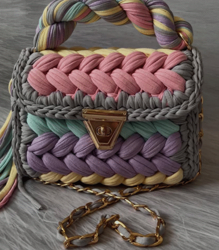 Pastel Multi-Color Braided Handmade Purse