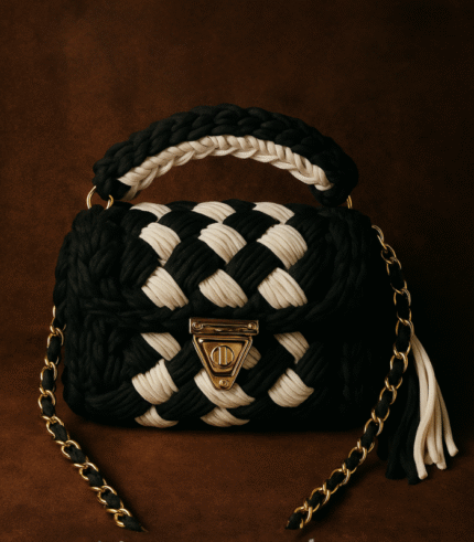 Black and White Checkerboard Handmade Purse