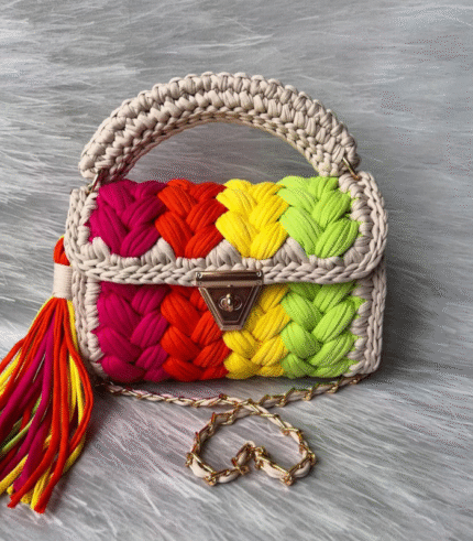 Multicolor (Fluorescent) Braided Handmade Purse