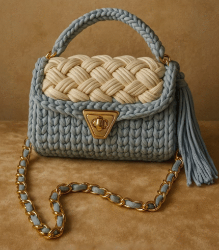 Light Blue and Cream Braided Handmade Purse