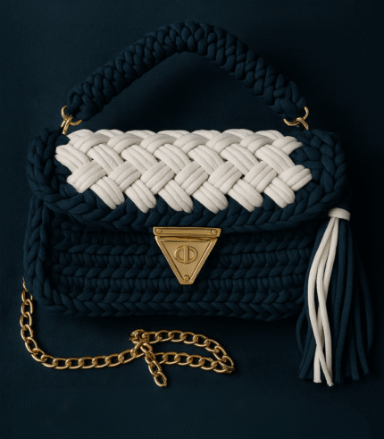 Navy and White Striped Handmade Purse