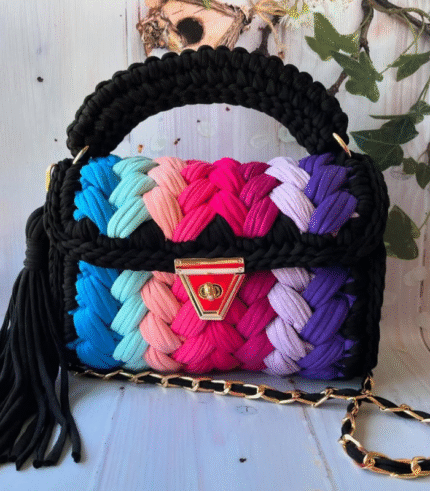 Black and Bright Multi-Color Handmade Purse