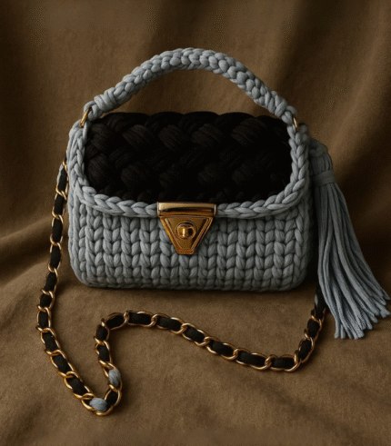 Light Blue and Black Handmade Purse