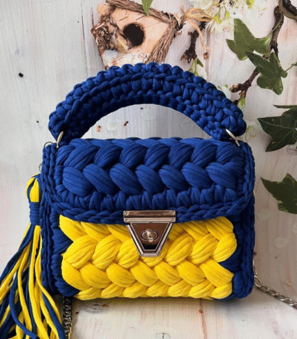Royal Blue and Yellow Braided Handmade Purse