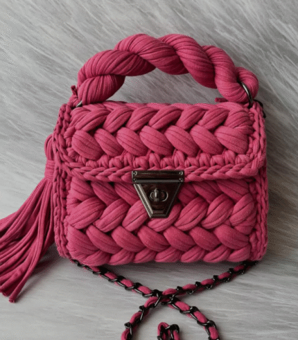 Fuchsia Pink Braided Handmade Purse