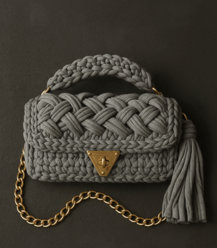 Gray Braided Handmade Purse