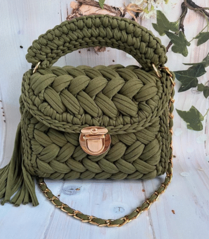 Olive Green Braided Handmade Purse