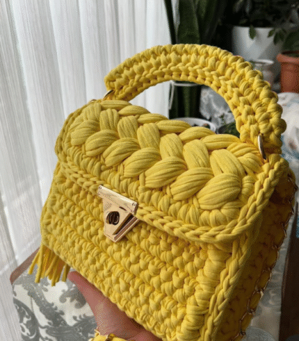 Sunny Yellow Braided Handmade Purse