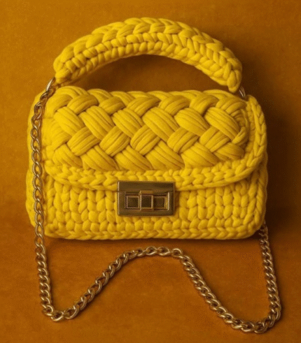 Bright Yellow Braided Handmade Purse