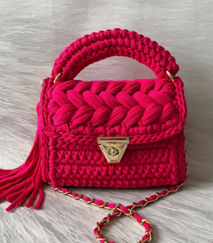Hot Pink Braided Handmade Purse