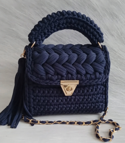 Midnight Blue Braided Handmade Purse