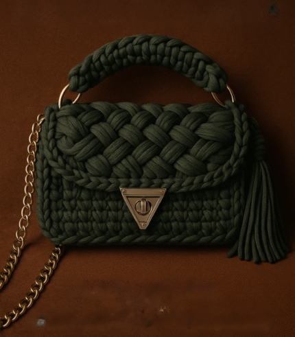 Olive Green Braided Handmade Purse