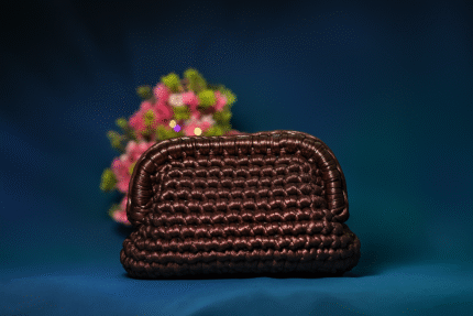 Rose gold metalic clutch bag