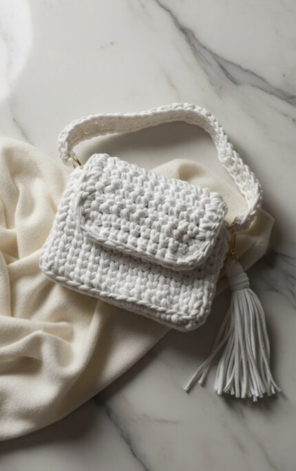 White crochet sling bag