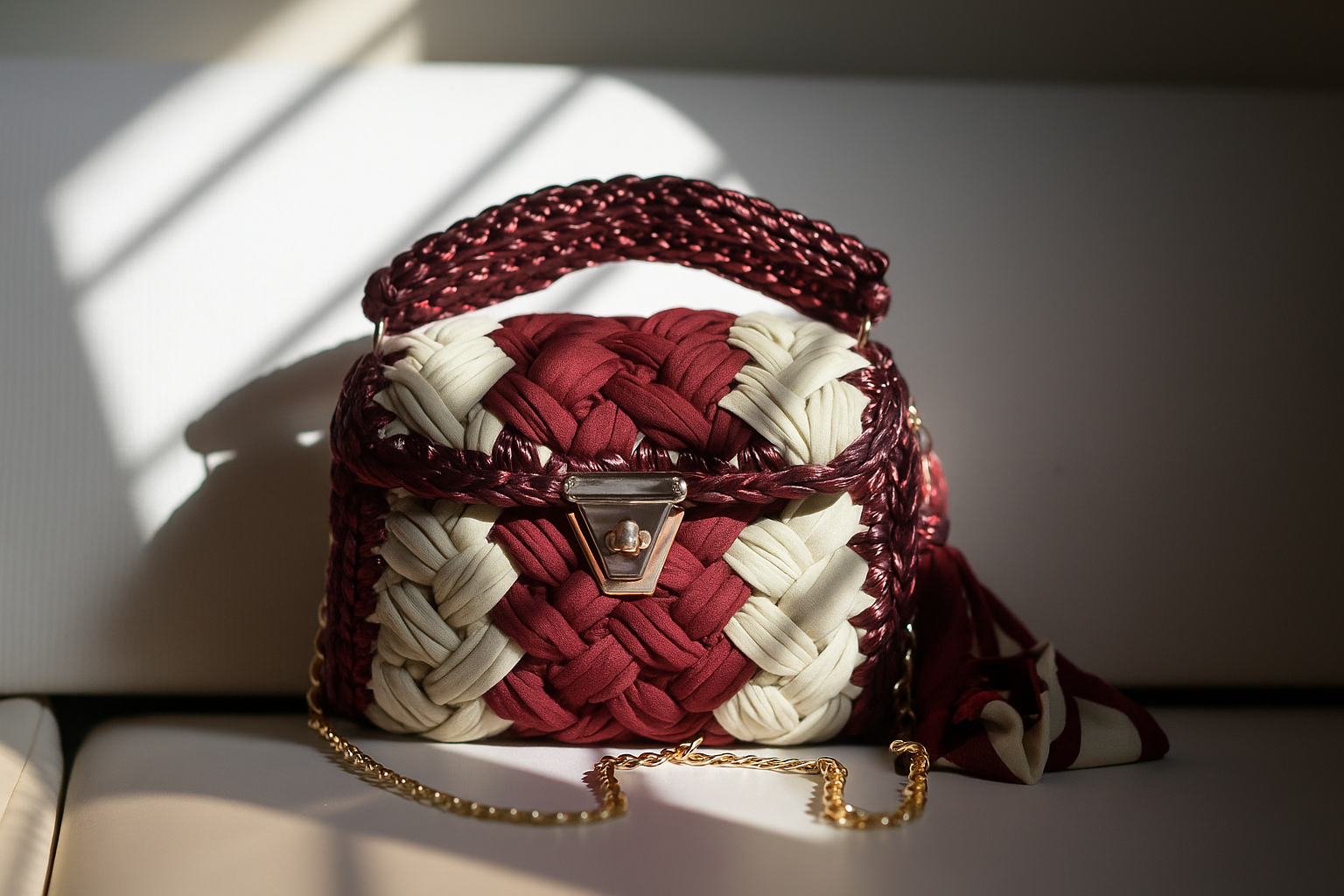 8 Maroon border metalic purse - Image 1