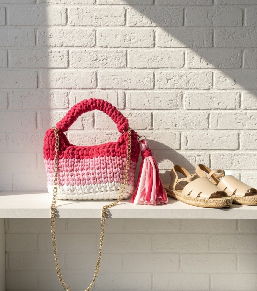 IMG_1082 (1) Chain Mini Bag – Pink Stripe - Image 1