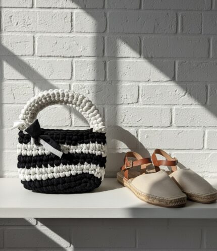 Mini Bag – Black & White Stripe