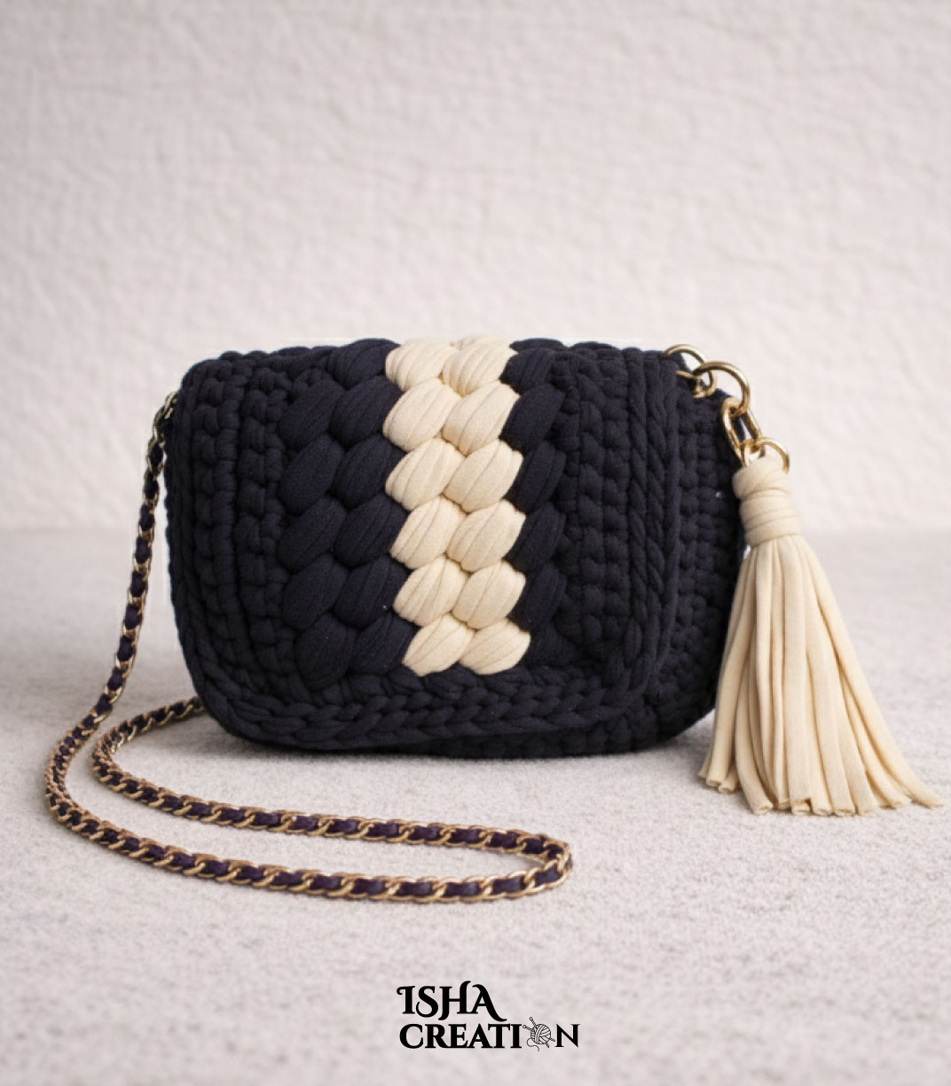 Classic Noir Crochet Sling Bag Classic Noir Crochet Sling Bag - Image 1