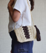 Coffee Cream Crochet Sling Bag - Image 2