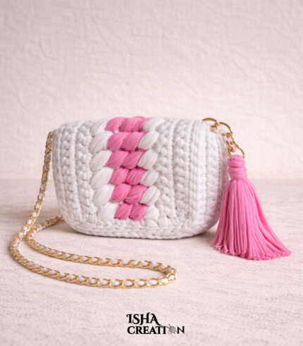 Pink Petal Crochet Sling Bag