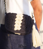 Classic Noir Crochet Sling Bag - Image 2