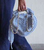 Heart Charm Crochet Handbag – Baby Blue - Image 2