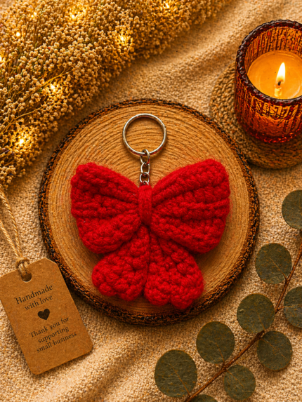 Classic Red Bow Keychain