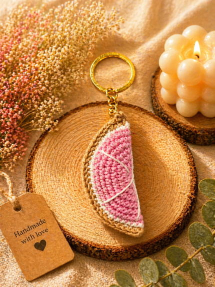 Pink Slice Keychain