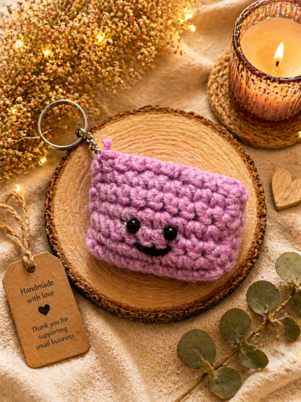 Purple Smiley Box Keychain