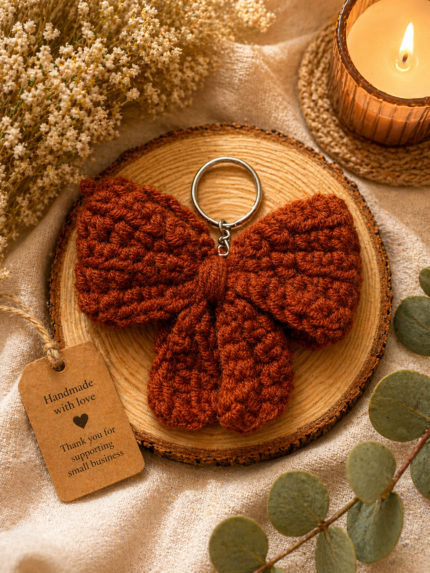 Brown Bow Keychain