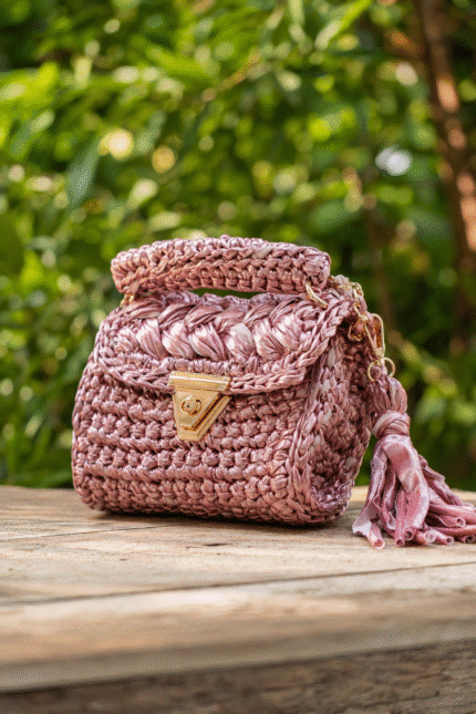 Rose Gold Metallic Crochet Bag