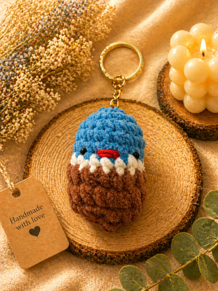 Blue & Brown Bird Keychain