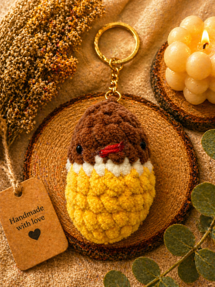 Brown & Yellow Bird Keychain