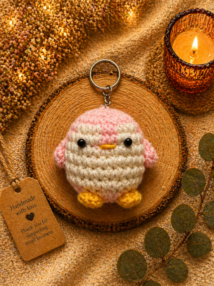 Pink Penguin Keychain