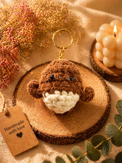 Brown & White Baby Keychain