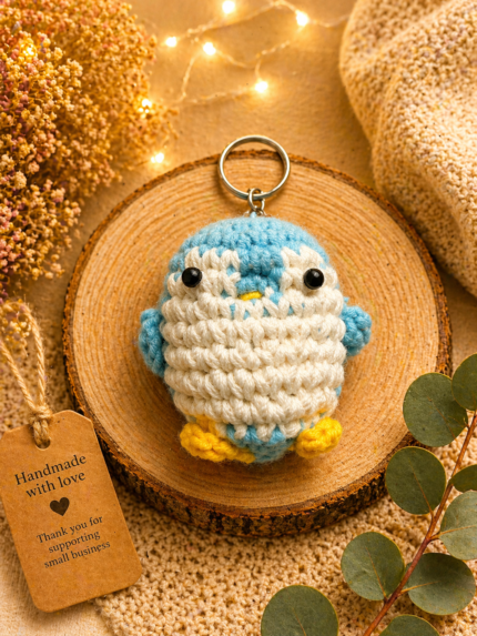 Blue Penguin Keychain