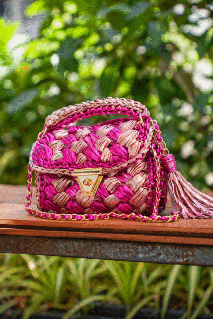 Rose Gold & Pink Metallic Crochet Bag