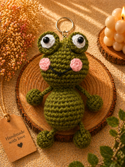 Moss Green Frog Keychain