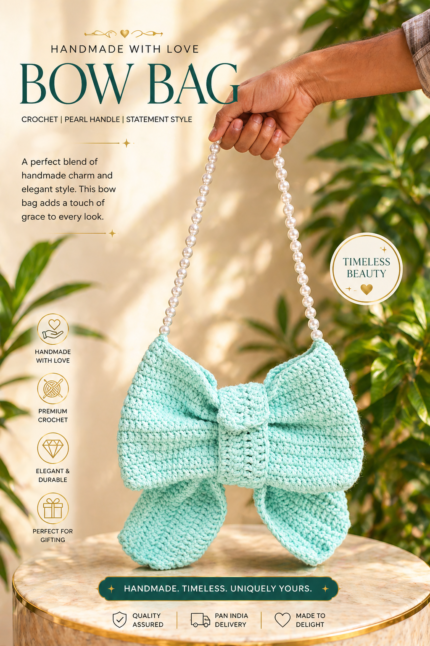 Pastel Green Crochet Bow Bag