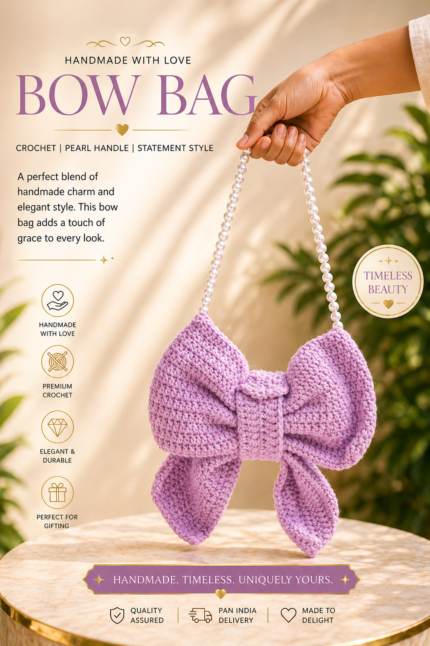 Purple Crochet Bow Bag