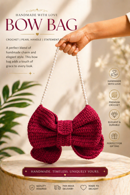 Premium Red Crochet Bow Bag