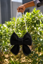 Black Crochet Bow Bag - Image 2