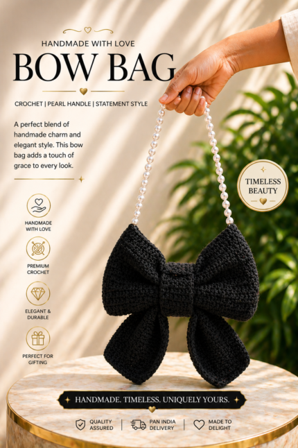 Black Crochet Bow Bag