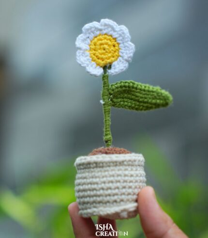 Handmade Crochet Mini Daisy Pot