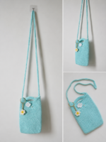 Aqua Blue Crochet Mobile Sling Bag - Image 2