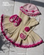 Crochet Baby Dress Set (4-Piece, Pink & Cream) - Image 3