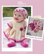 Crochet Baby Dress Set (4-Piece, Pink & Cream)